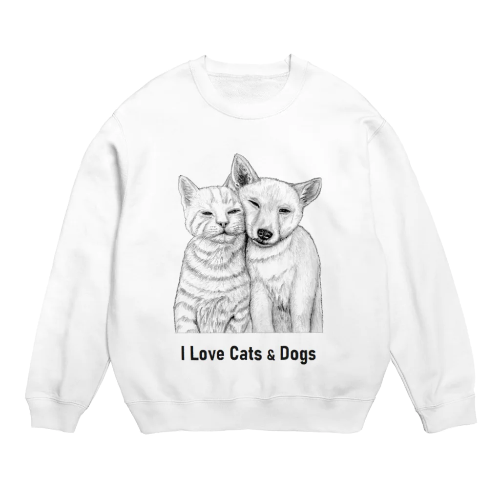 I love cats&dogs　のI Love Cats&Dogs Crew Neck Sweatshirt