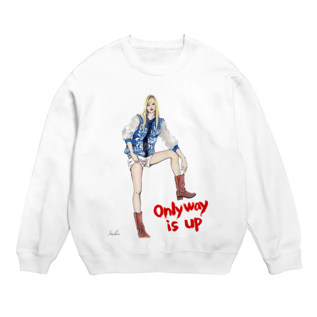 Mika's catのOnly way is up Crew Neck Sweatshirt