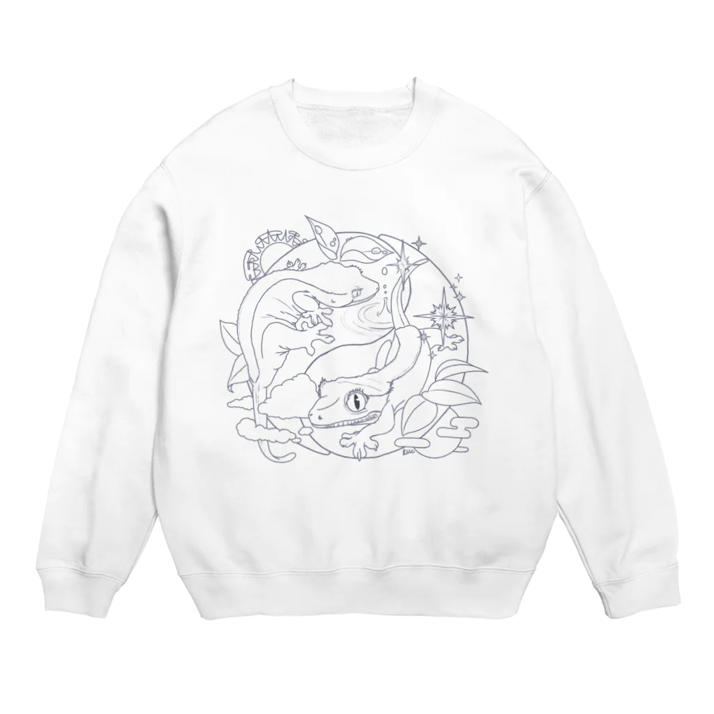 檸檬飴のクレステッドゲッコーの陰陽魚(モノトーン) Crew Neck Sweatshirt