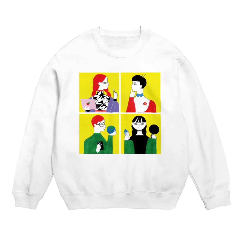 生き方見本市TOKAIの1.全員黄色正方形（中　真ん中） Crew Neck Sweatshirt