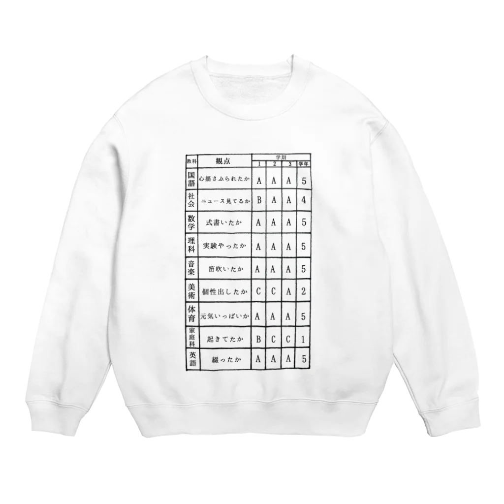 リスウサギの一言通知表 Crew Neck Sweatshirt