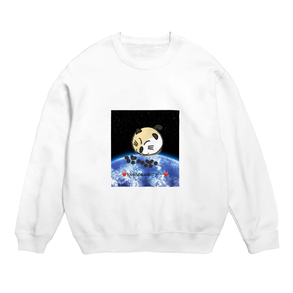 まっちゃん屋のlove&peace猫 Crew Neck Sweatshirt