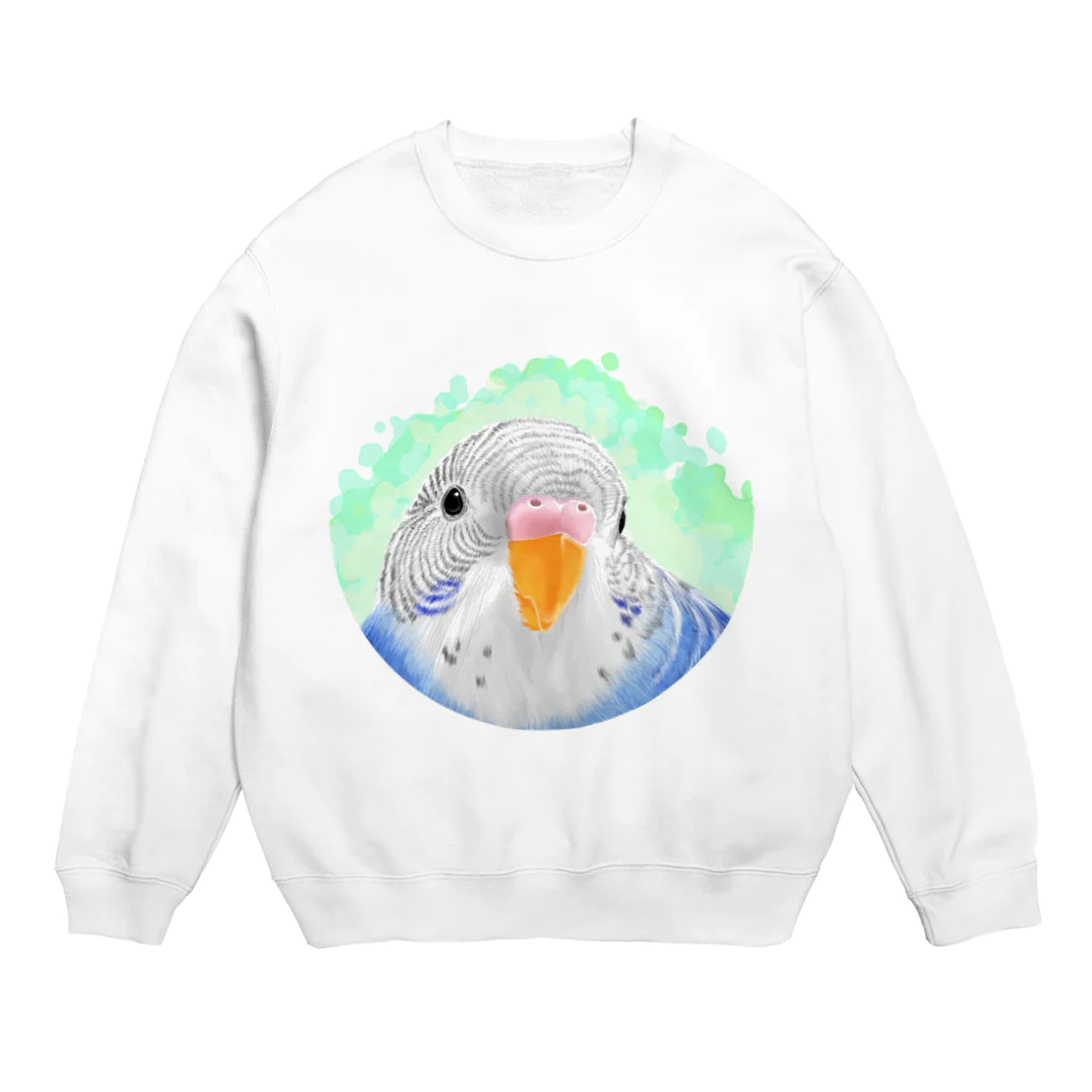 まめるりはことりのセキセイインコ　オパーリン【まめるりはことり】 Crew Neck Sweatshirt