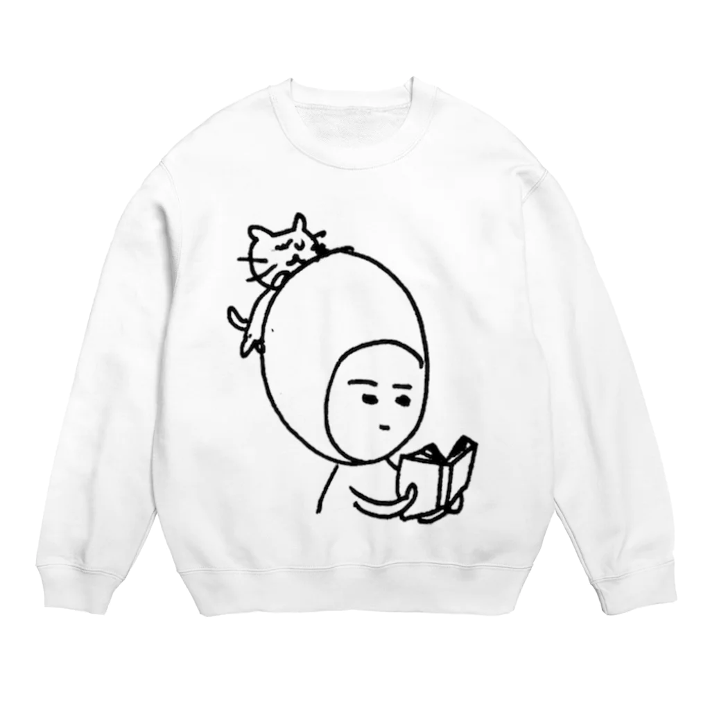 煮玉子ちゃんの煮玉子の読書 Crew Neck Sweatshirt