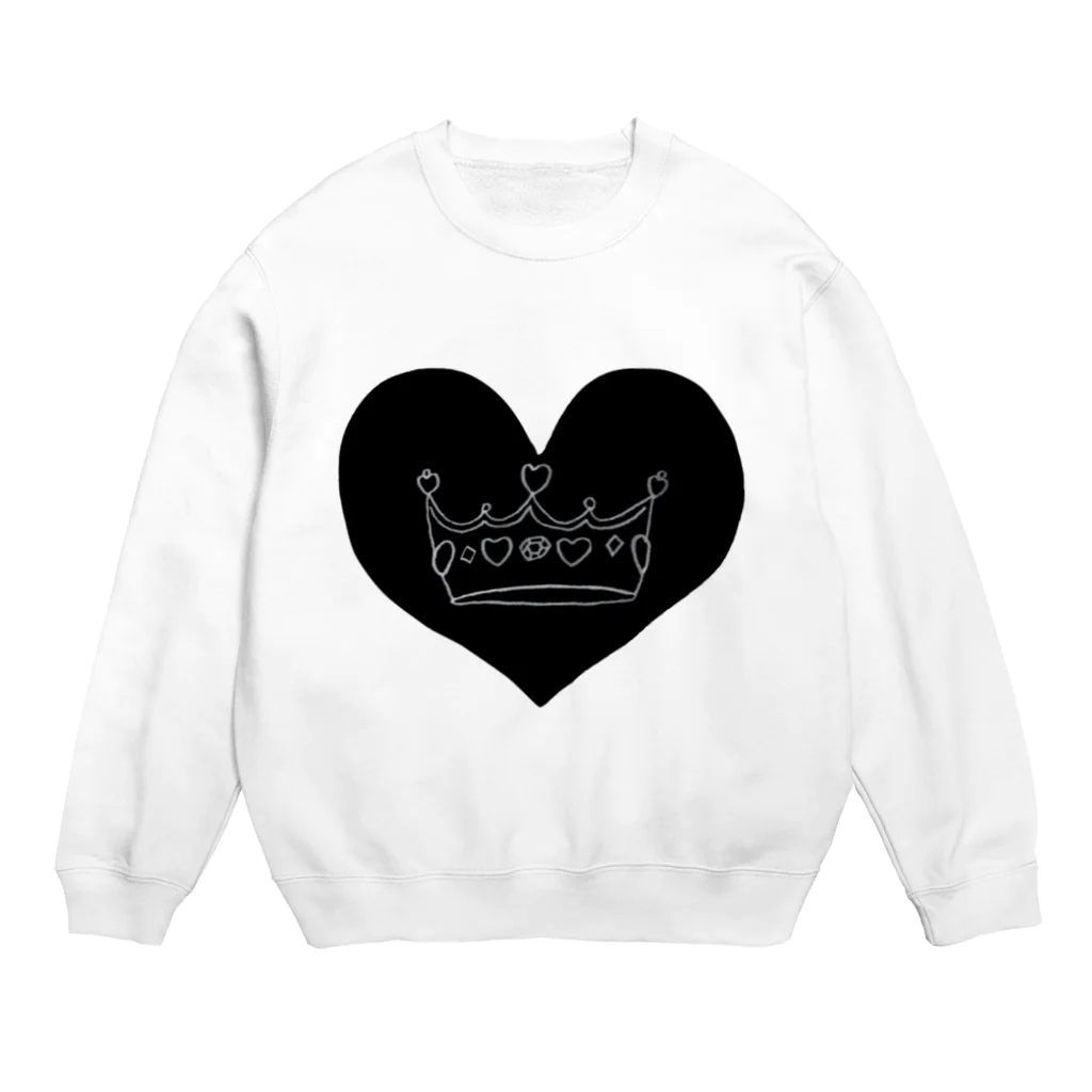 perapo❷@指描きグッズ販売の王冠👑真っ黒ver Crew Neck Sweatshirt