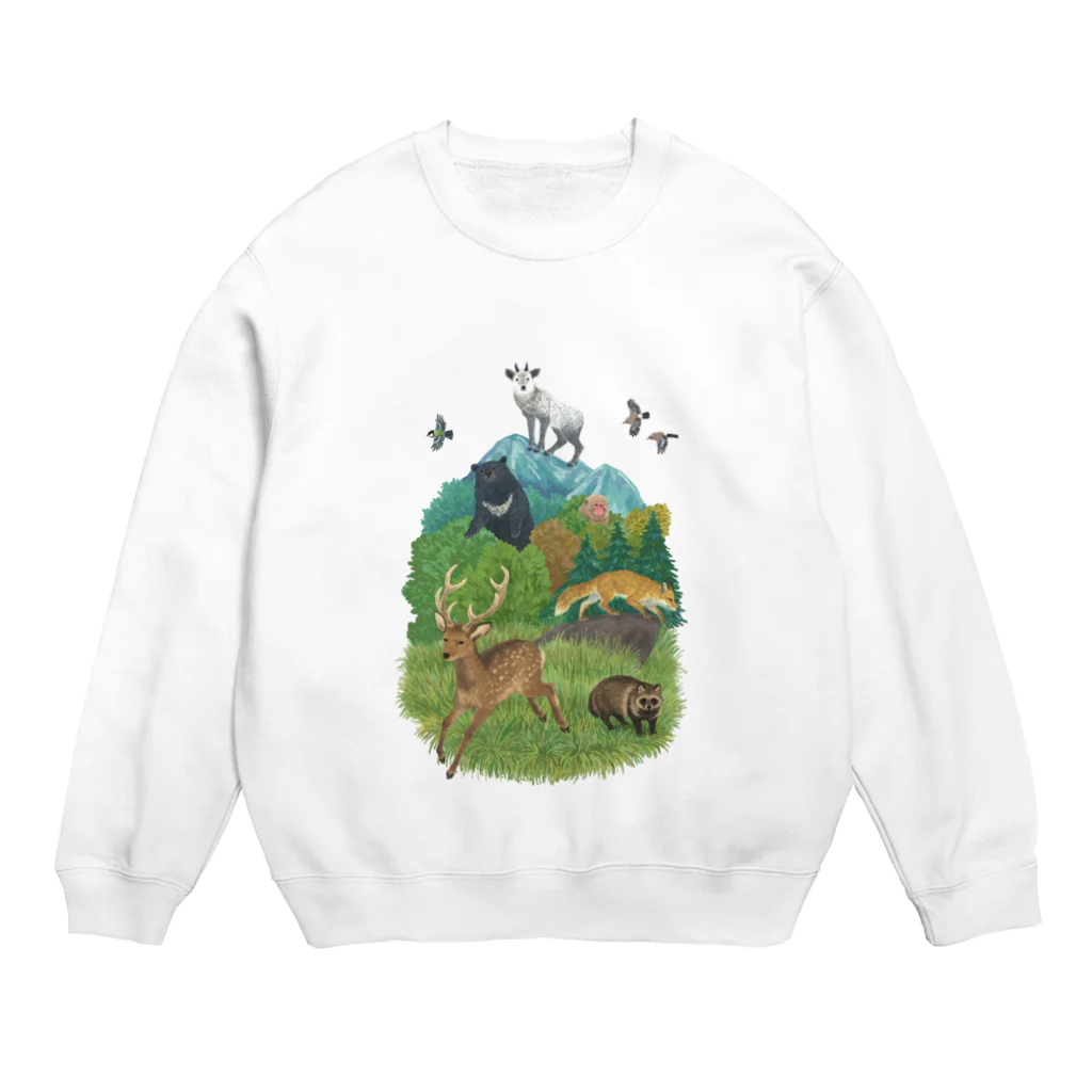 ちなきのこの関東のどうぶつたち Crew Neck Sweatshirt