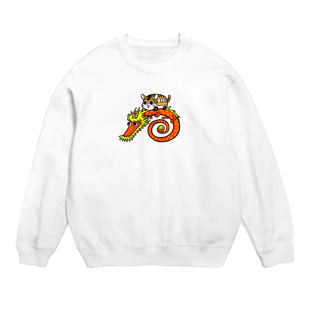 ゴロ画伯におまかせ！のにゃんこバスと赤い龍 Crew Neck Sweatshirt