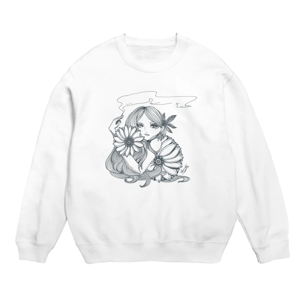 ⌘うさぎとアタシ⌘の花と煙 Crew Neck Sweatshirt