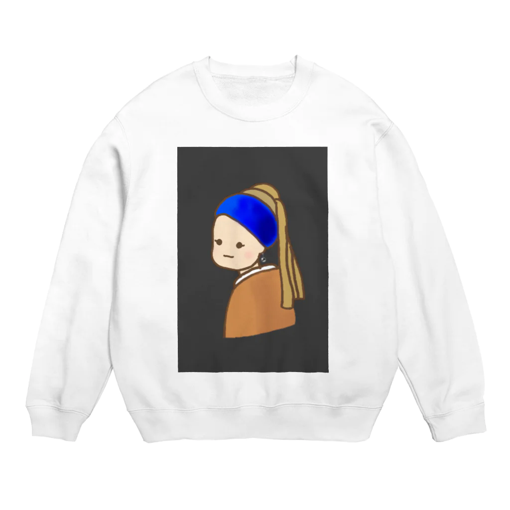 Sen.のゆるい店のゆるい真珠の耳飾りの少女のスウェット Crew Neck Sweatshirt