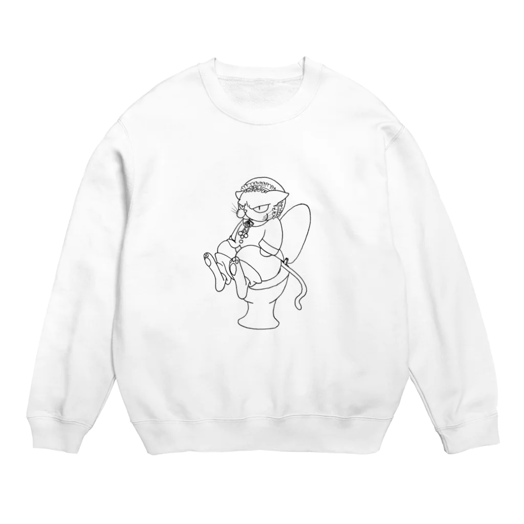 36sanのpooping cat Crew Neck Sweatshirt