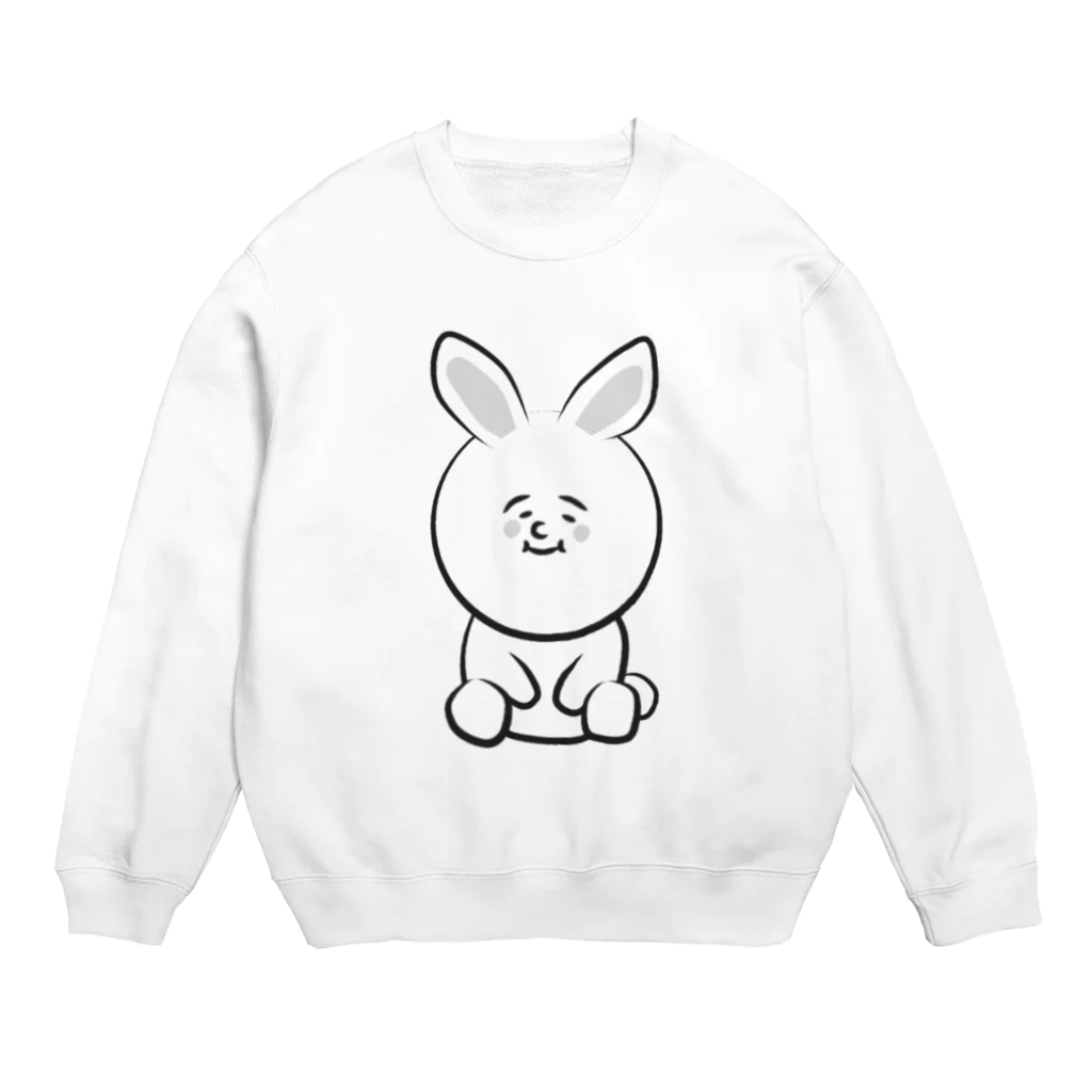 ゆるいおもち屋のゆるいうさぎさん（モノクロ） Crew Neck Sweatshirt