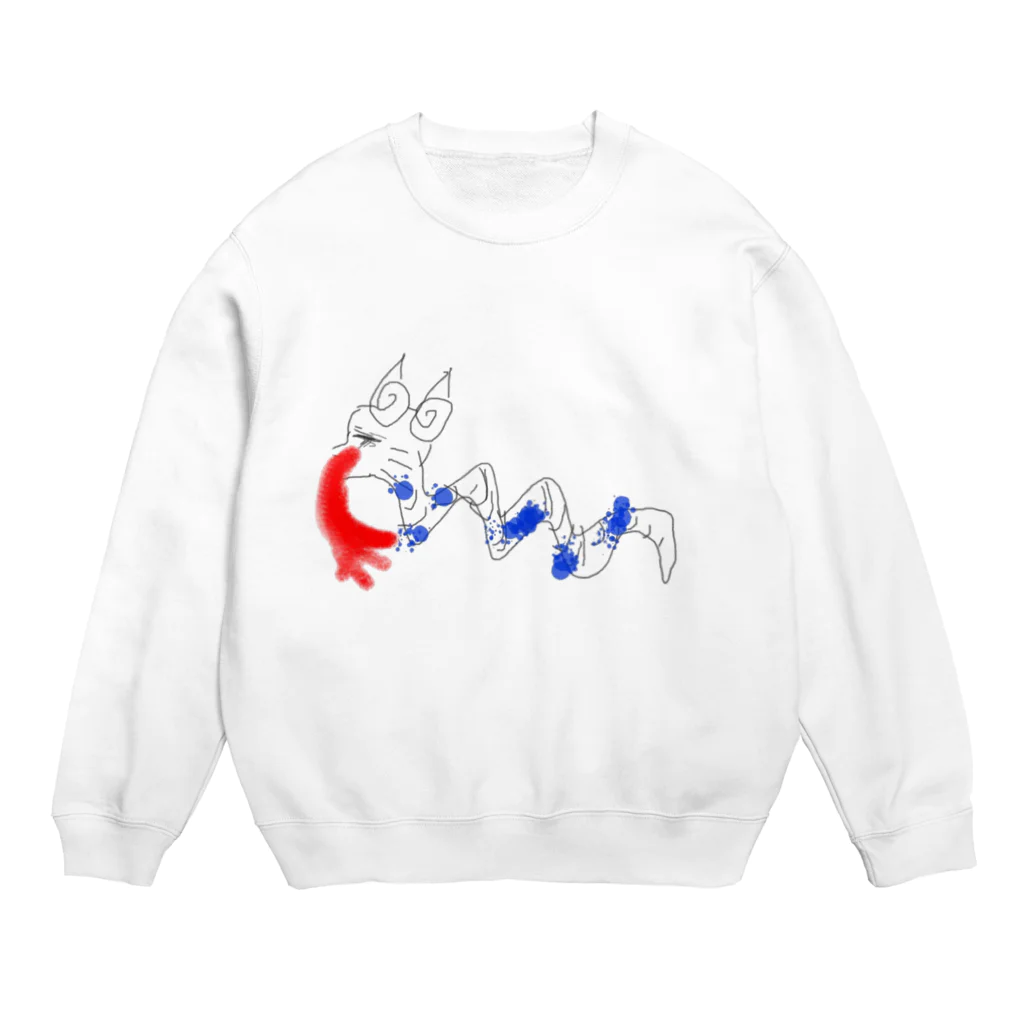 perapo❷@指描きグッズ販売の吐血する龍(火をはいてるつもり) Crew Neck Sweatshirt