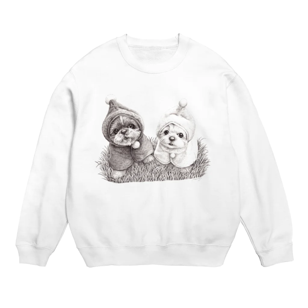 Momojiの犬画のぽんちょ隊 Crew Neck Sweatshirt