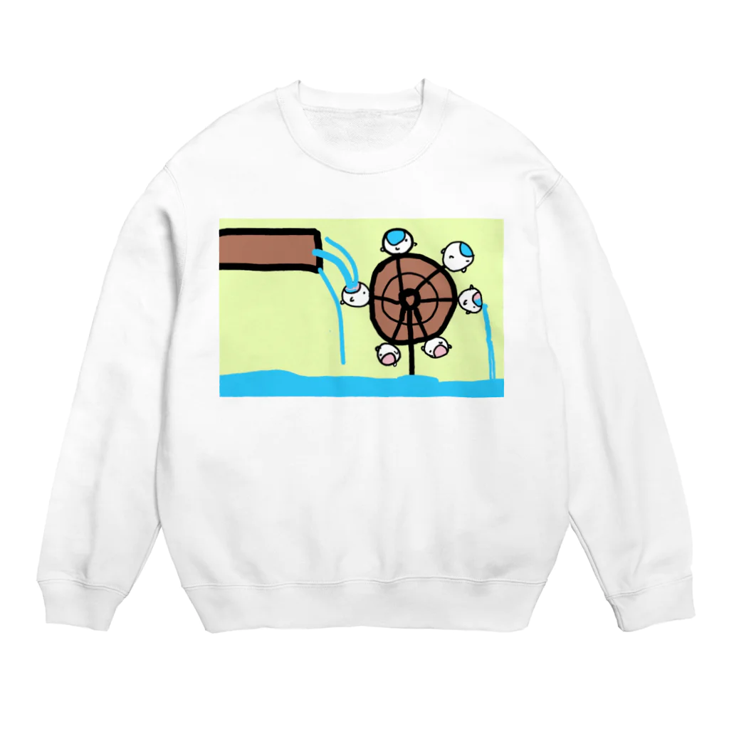 ダイナマイト87ねこ大商会の水車として手伝うねこたちです Crew Neck Sweatshirt