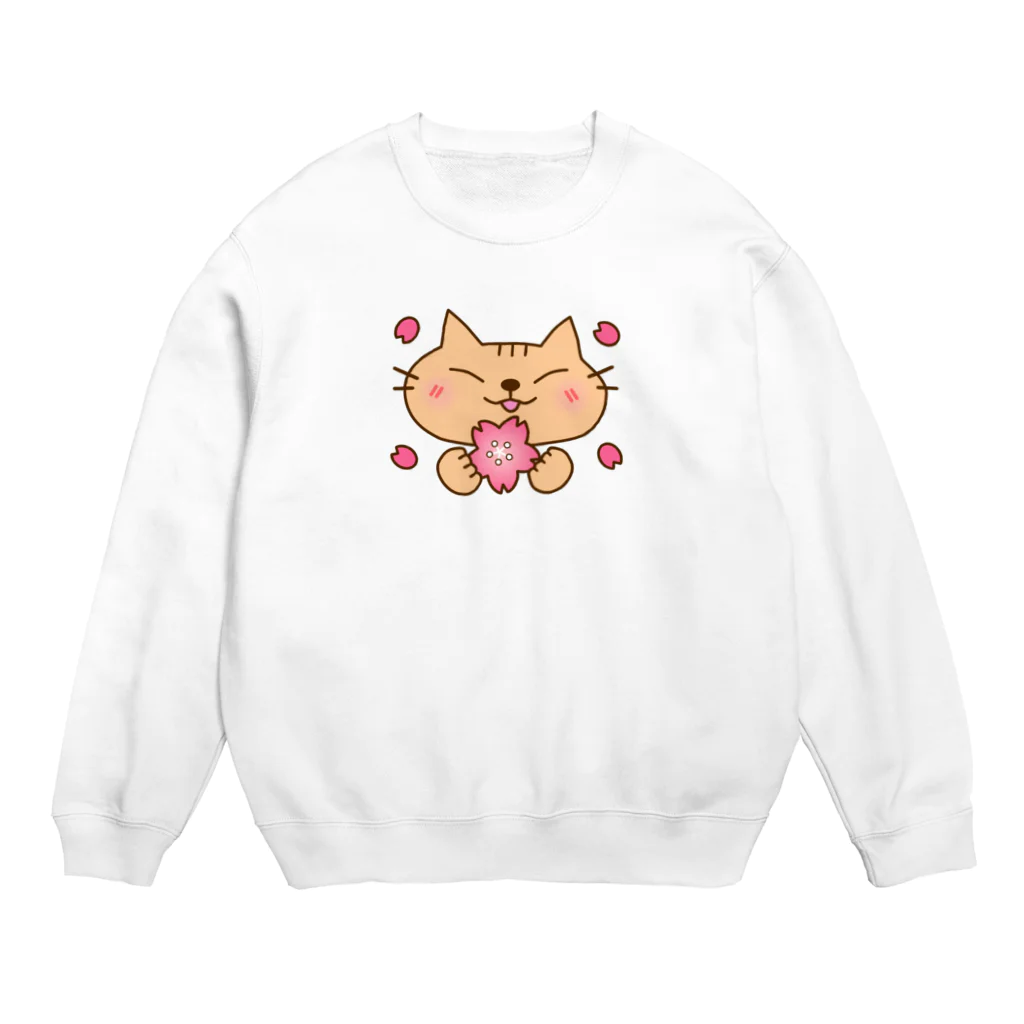 eigoyaの桜と茶トラ猫 Crew Neck Sweatshirt