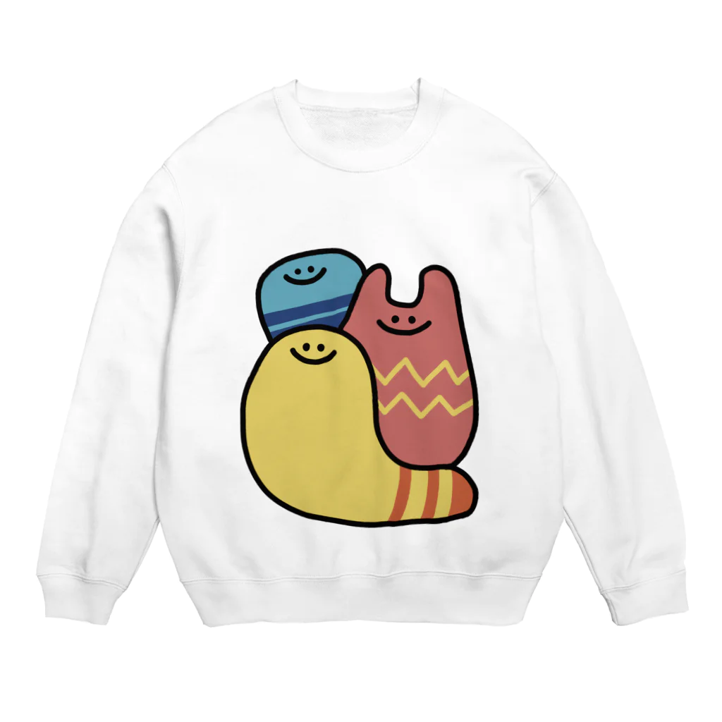 なつぽむ。のカラフルな謎の生き物3人 Crew Neck Sweatshirt