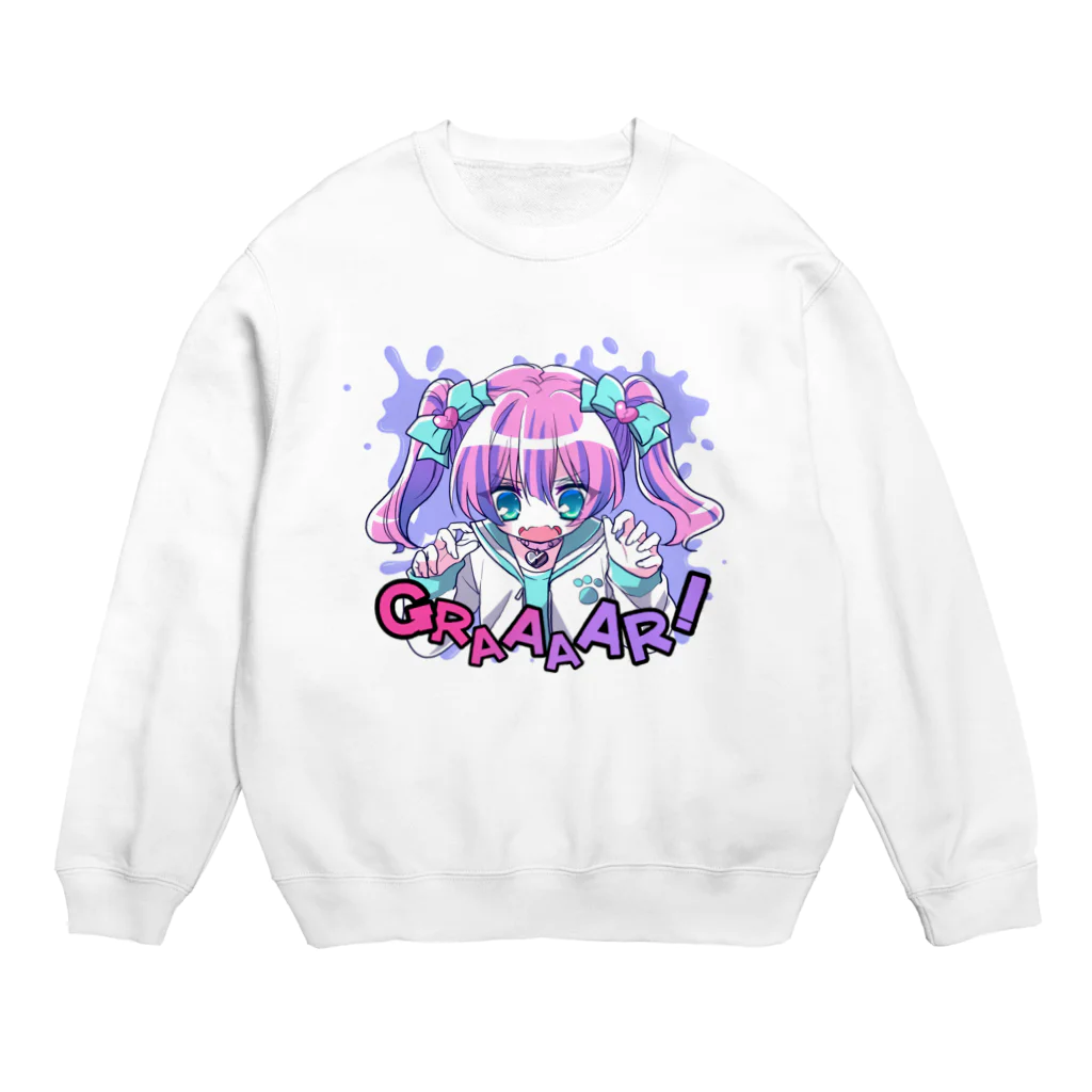 いちご爆弾のモウジュウ系女子（ふぁんしー） Crew Neck Sweatshirt