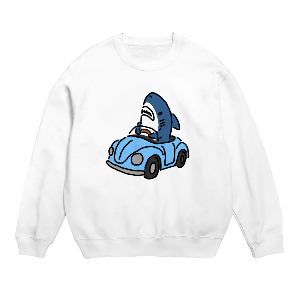 サメ わりとおもいの運転を覚えたサメ Crew Neck Sweatshirt