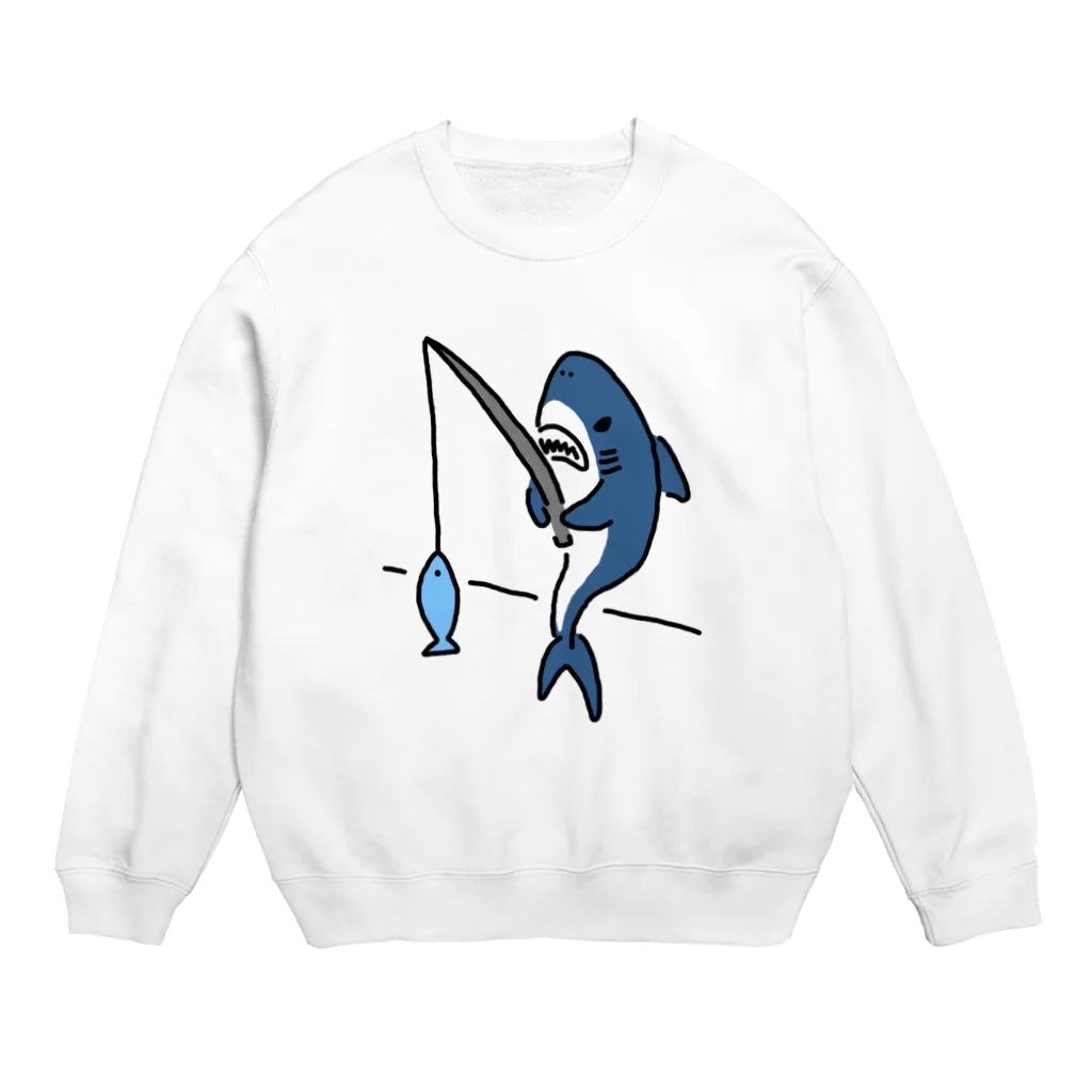 サメ わりとおもいの釣りをするサメ Crew Neck Sweatshirt