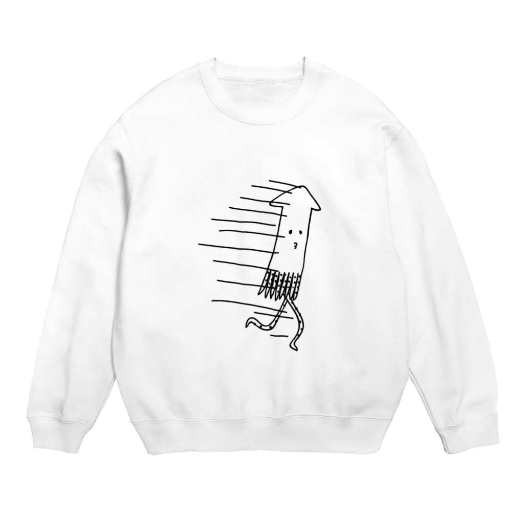 PokuStarの走るイカ Crew Neck Sweatshirt