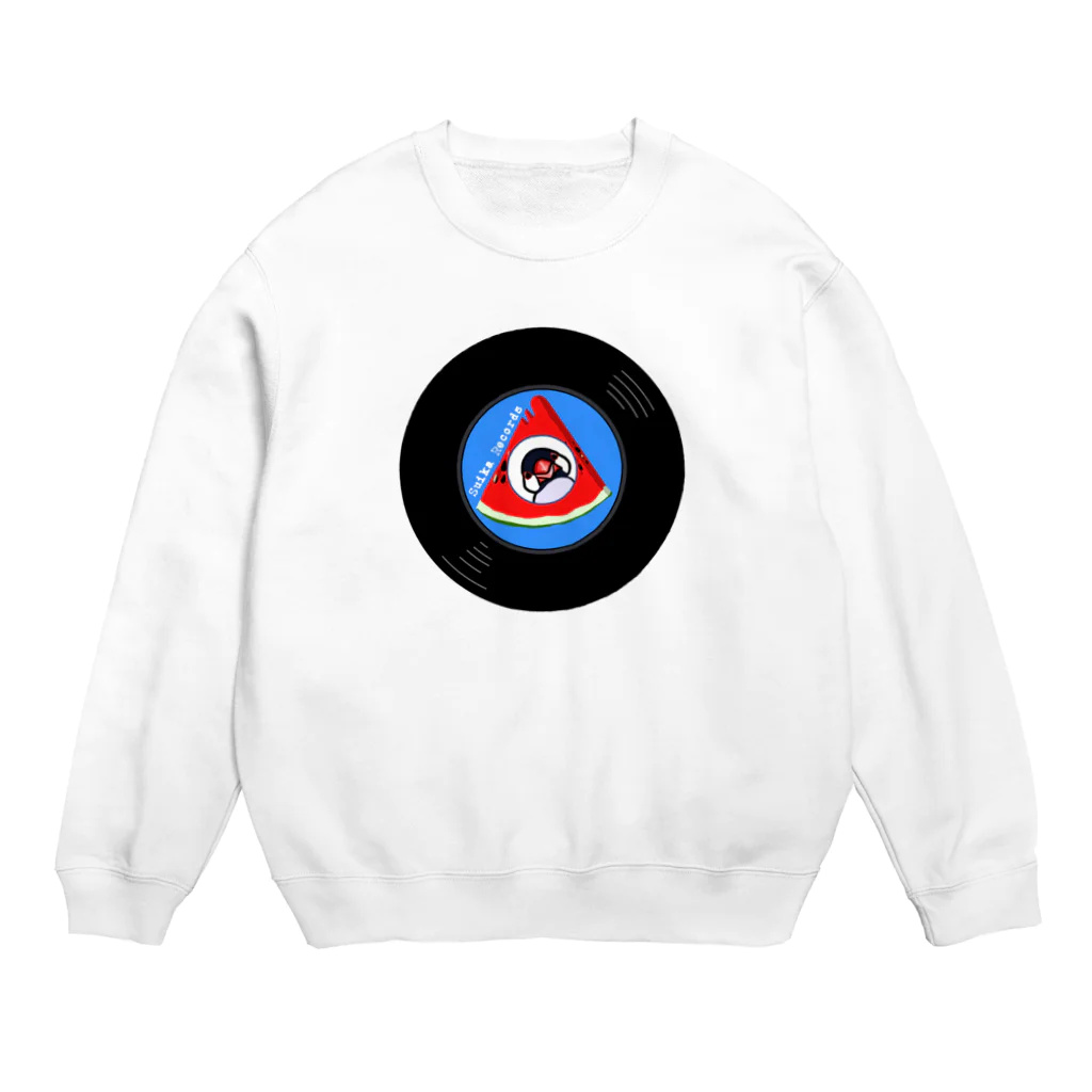 レコードの巣のすいかレコード桜文鳥 Crew Neck Sweatshirt