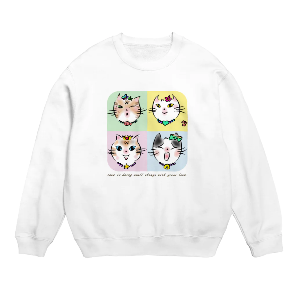 りんころRinのソーing部の保護猫　名言１小さな愛 Crew Neck Sweatshirt