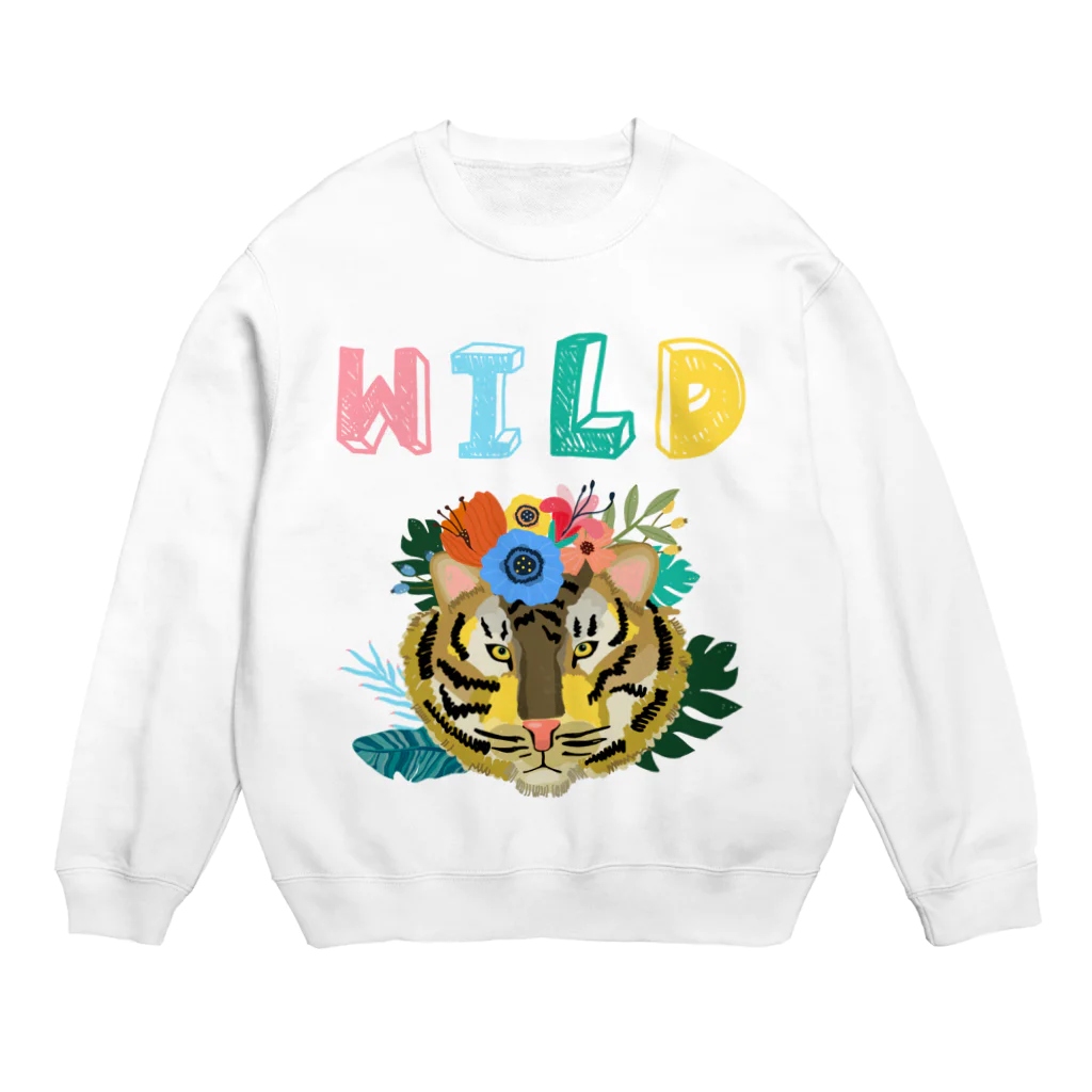 SANKAKU DESIGN STOREのワイルドだろ？草食系タイガー。 下 Crew Neck Sweatshirt