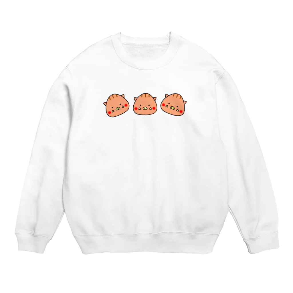 いのしし茶屋の3匹のいのっちょさん Crew Neck Sweatshirt