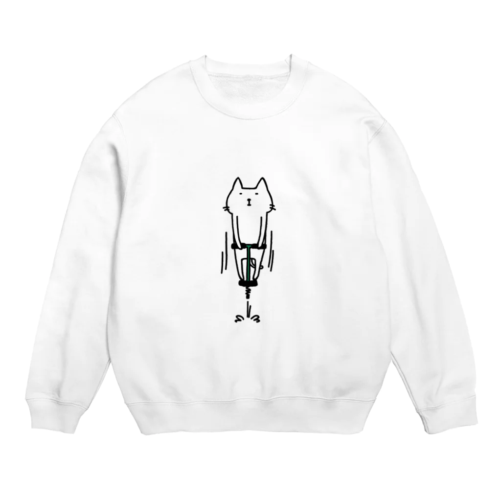 PokuStarのホッピング猫 Crew Neck Sweatshirt