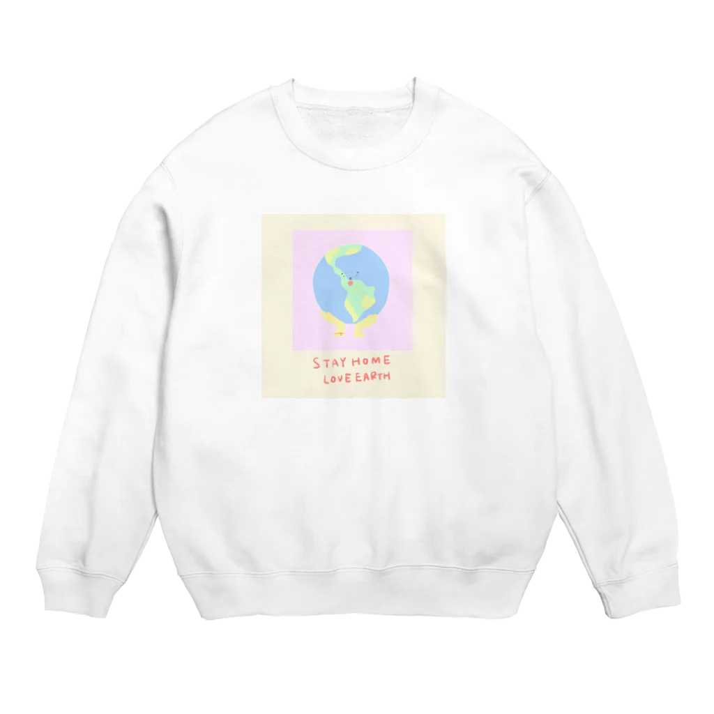 honeykiwiiのstay home love earth Crew Neck Sweatshirt