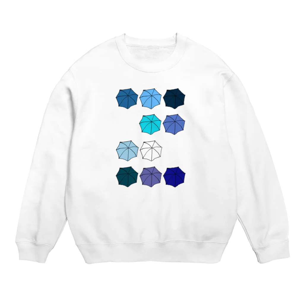 気ままに創作　よろず堂の傘の花　あお Crew Neck Sweatshirt