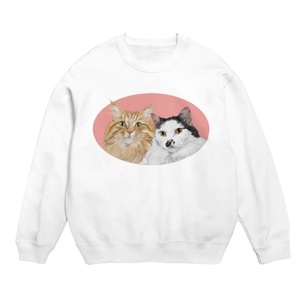 kinako-japanの猫社長さん　猫専務さん　ピンク Crew Neck Sweatshirt