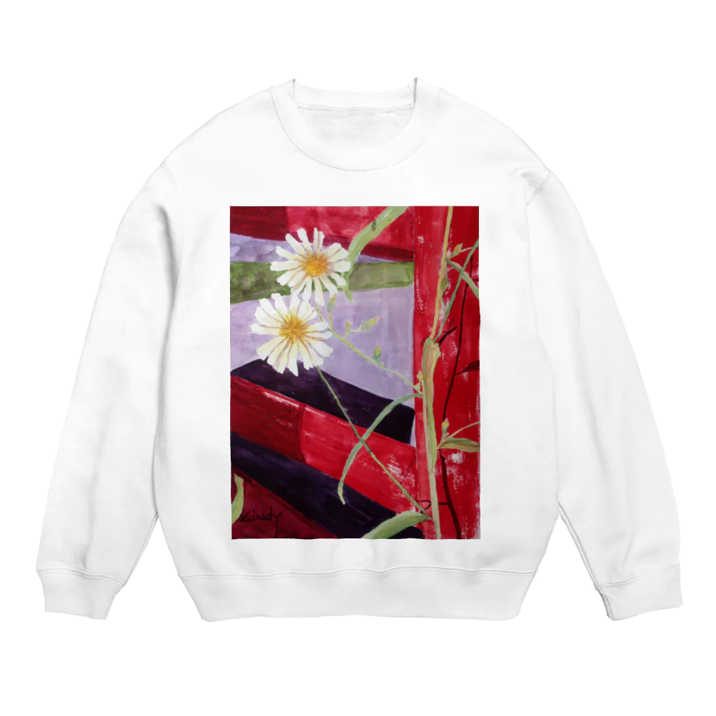 cindy mcleanの2 Daisies at the Shrine  Crew Neck Sweatshirt