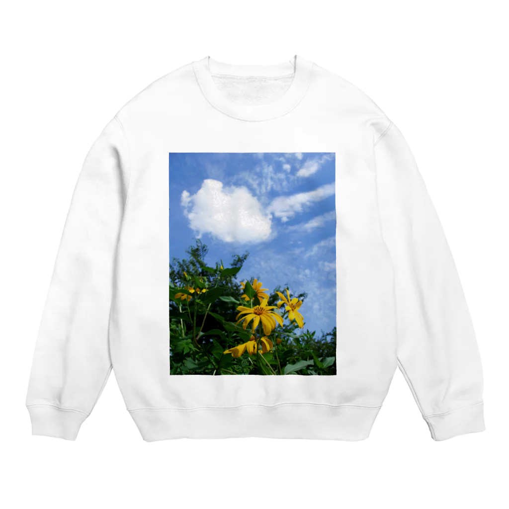 hiroki-naraの菊芋と空と雲　DATA_P_134　sky　cloud Crew Neck Sweatshirt