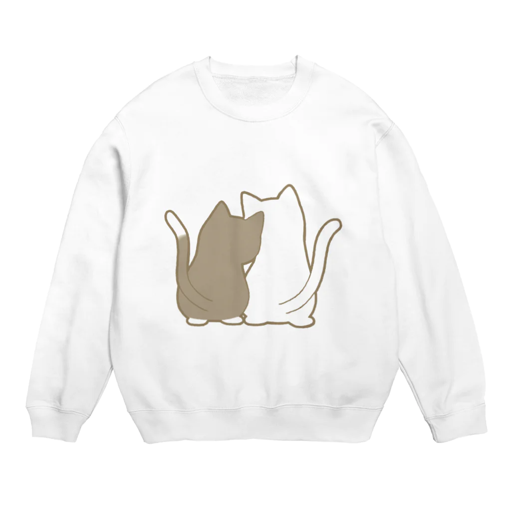 かわいいもののおみせ　いそぎんちゃくの仲良し猫の背中　白黒&白 Crew Neck Sweatshirt