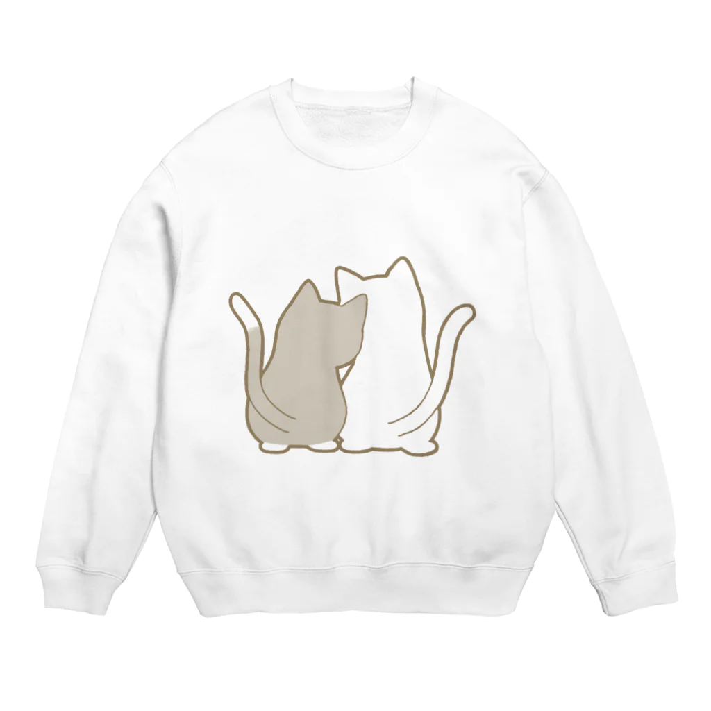 かわいいもののおみせ　いそぎんちゃくの仲良し猫の背中　灰白&白 Crew Neck Sweatshirt