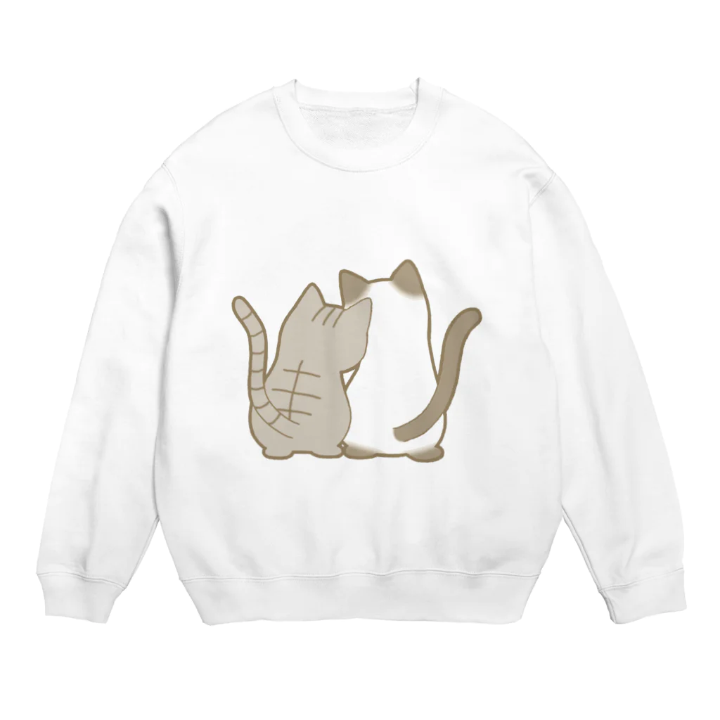 かわいいもののおみせ　いそぎんちゃくの仲良し猫の背中　鯖トラ&ポインテッド Crew Neck Sweatshirt