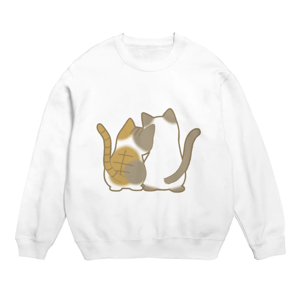 かわいいもののおみせ　いそぎんちゃくの仲良し猫の背中　縞三毛&ポインテッド Crew Neck Sweatshirt