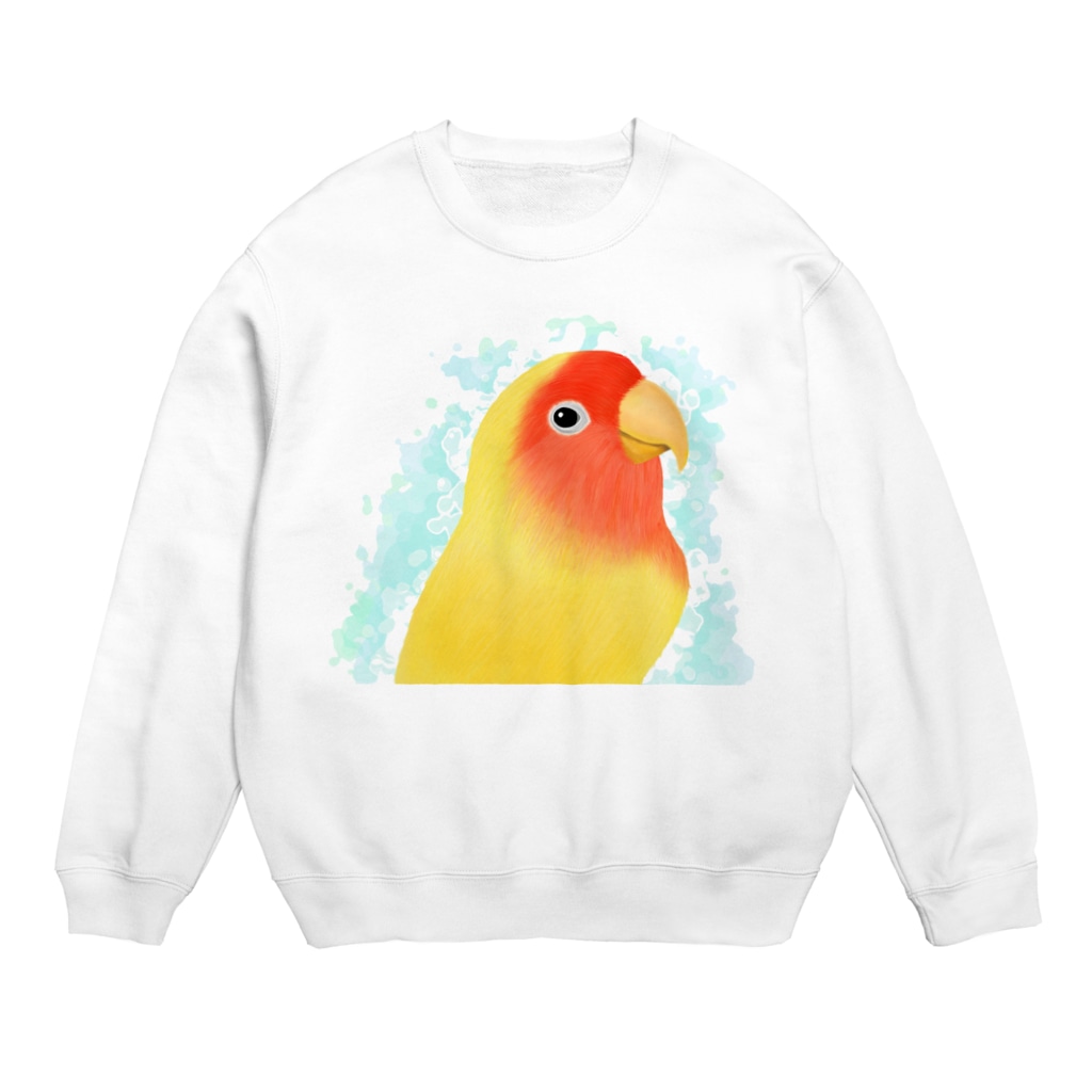 まめるりはことりのほんわかコザクラインコ　ルチノー【まめるりはことり】 Crew Neck Sweatshirt