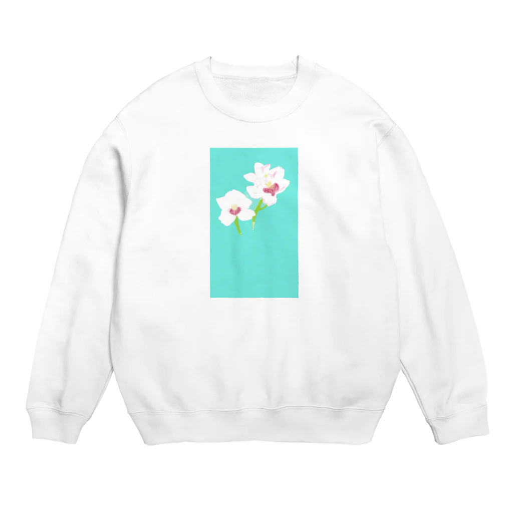 Allium caeruleum アリウム コエルレウムのシンビジウム 1月 Crew Neck Sweatshirt