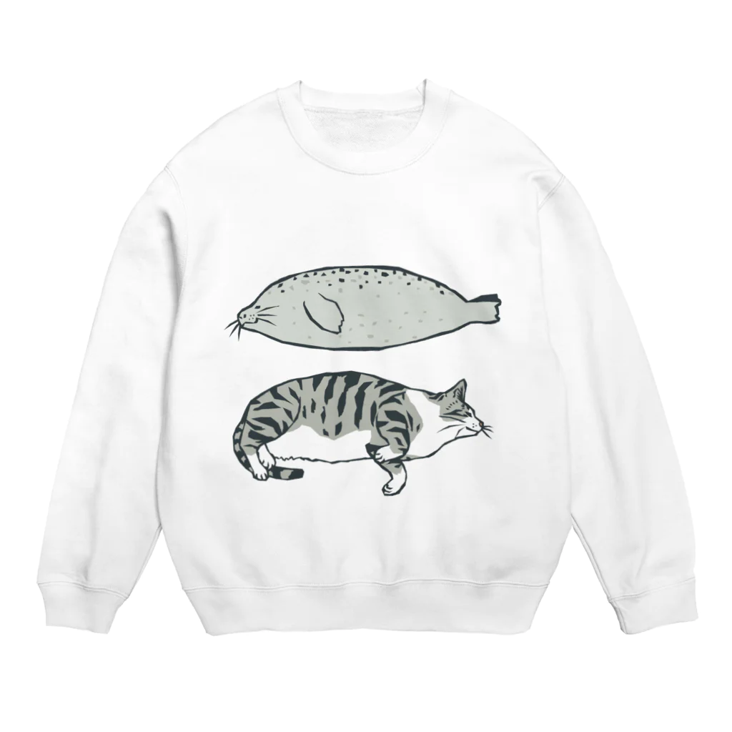 喫茶こぐまやの猫とアザラシ Crew Neck Sweatshirt