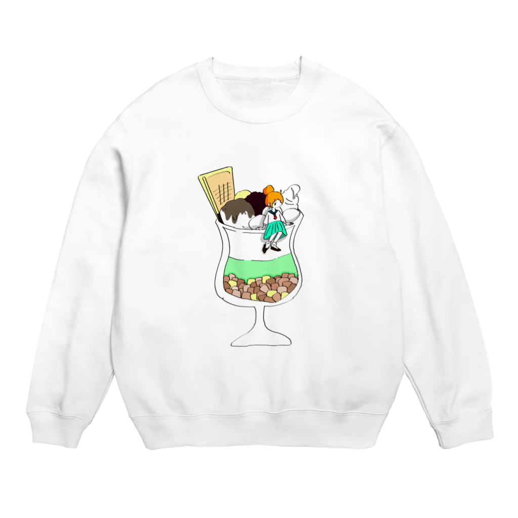 猫田徹のぱふぇと女子高生 Crew Neck Sweatshirt