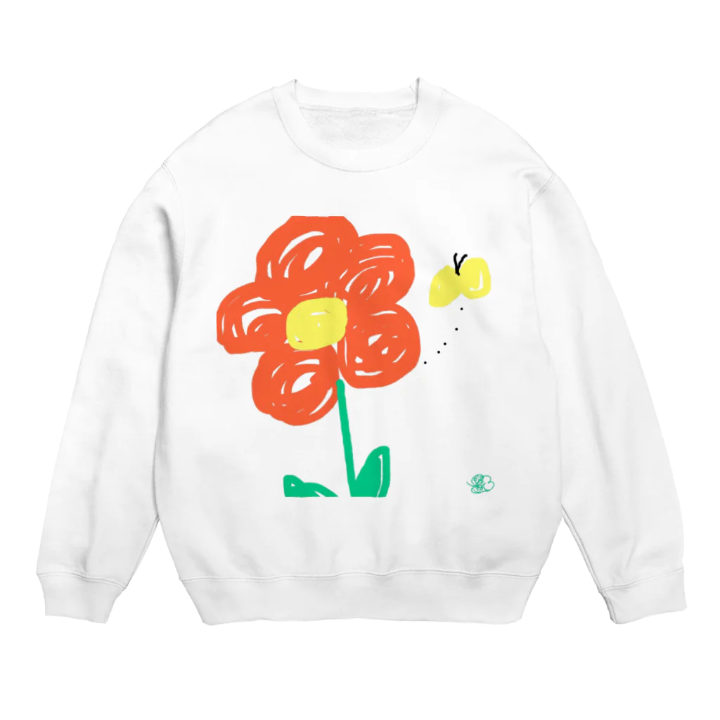 Hi☀︎Cauliflowerのおはなとちょうちょ Crew Neck Sweatshirt