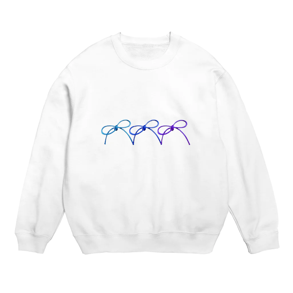 ドドッセイ・ドド美　ショップのあお三連ちょうちょ結び(よこ) Crew Neck Sweatshirt