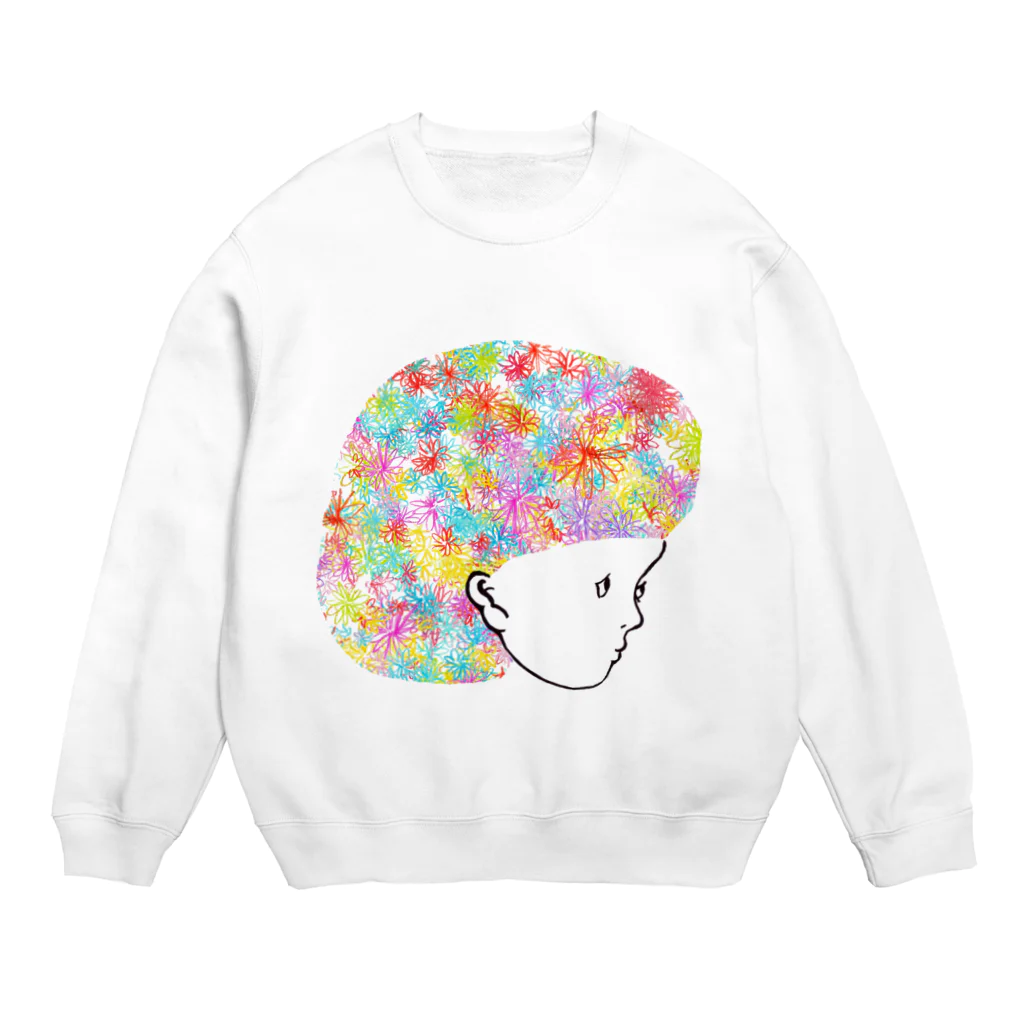  むきむき   地球生活のはなちゃん Crew Neck Sweatshirt