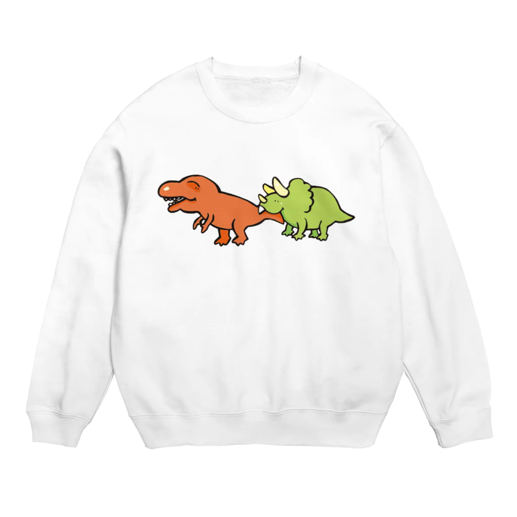 カタオカナオのカムカム恐竜（ティラノサウルス×トリケラトプス） Crew Neck Sweatshirt