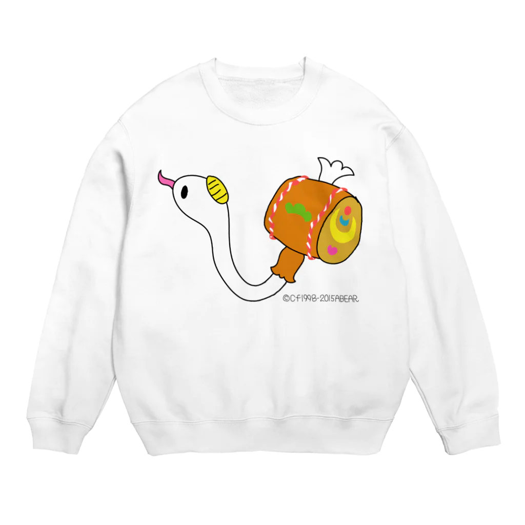 キャラファク・世界一売れていないざつゆるキャラデザイナーの縁起のいい　へびこばんちゃん Crew Neck Sweatshirt