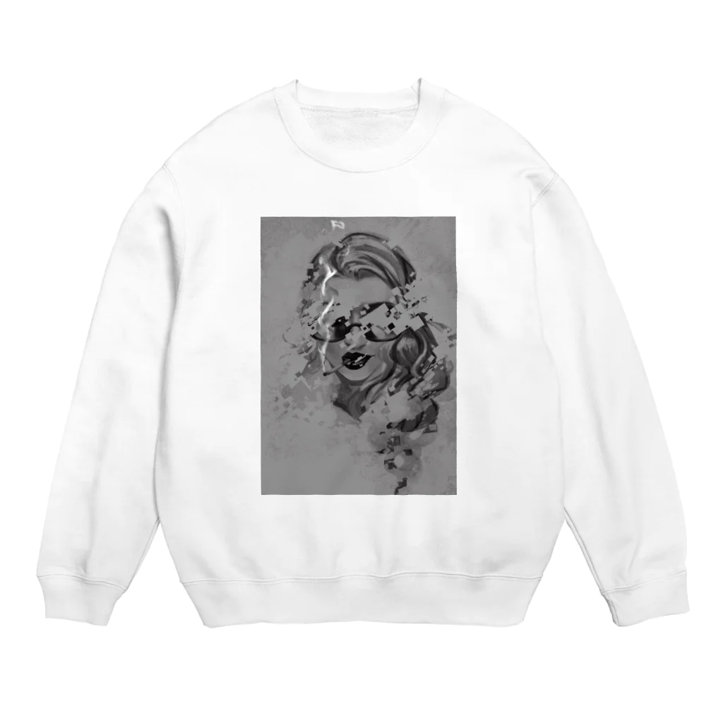 つづりのサングラスの女性　2 Crew Neck Sweatshirt