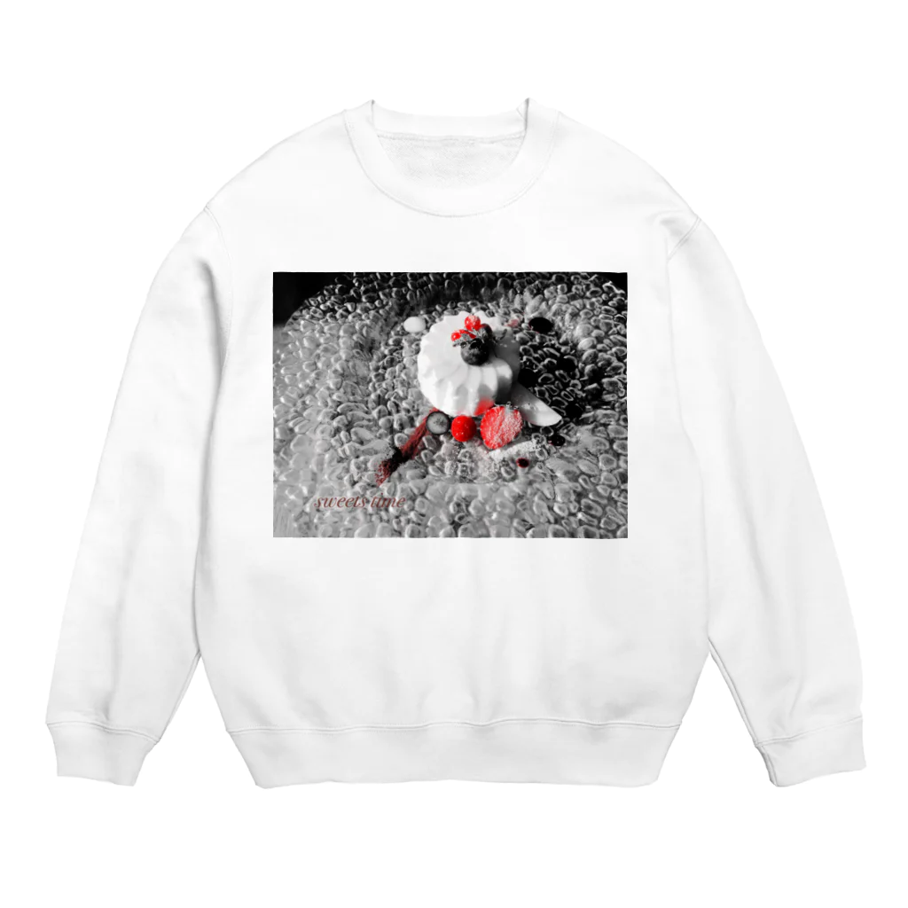 なでしこ@デザインのモノクロ×赤い果実 Crew Neck Sweatshirt