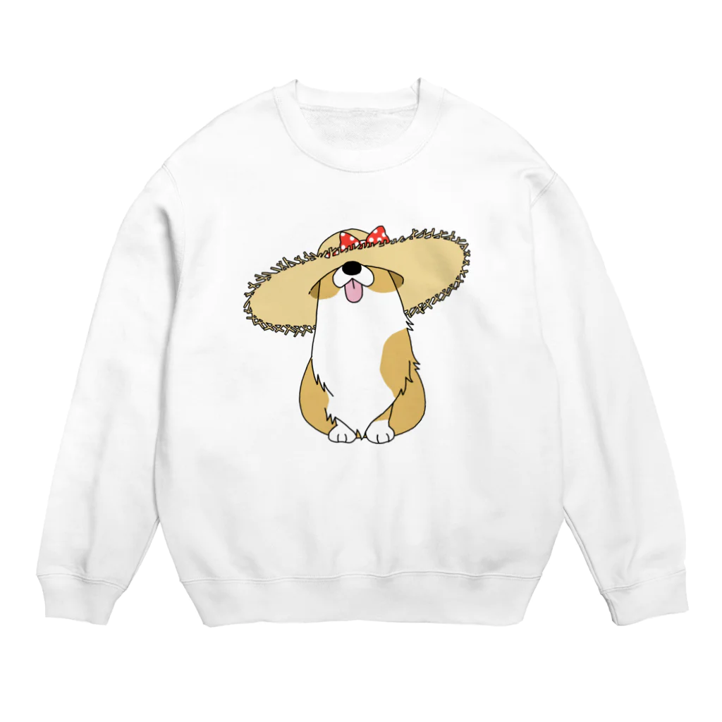 5corgisの麦わらコーギー Crew Neck Sweatshirt